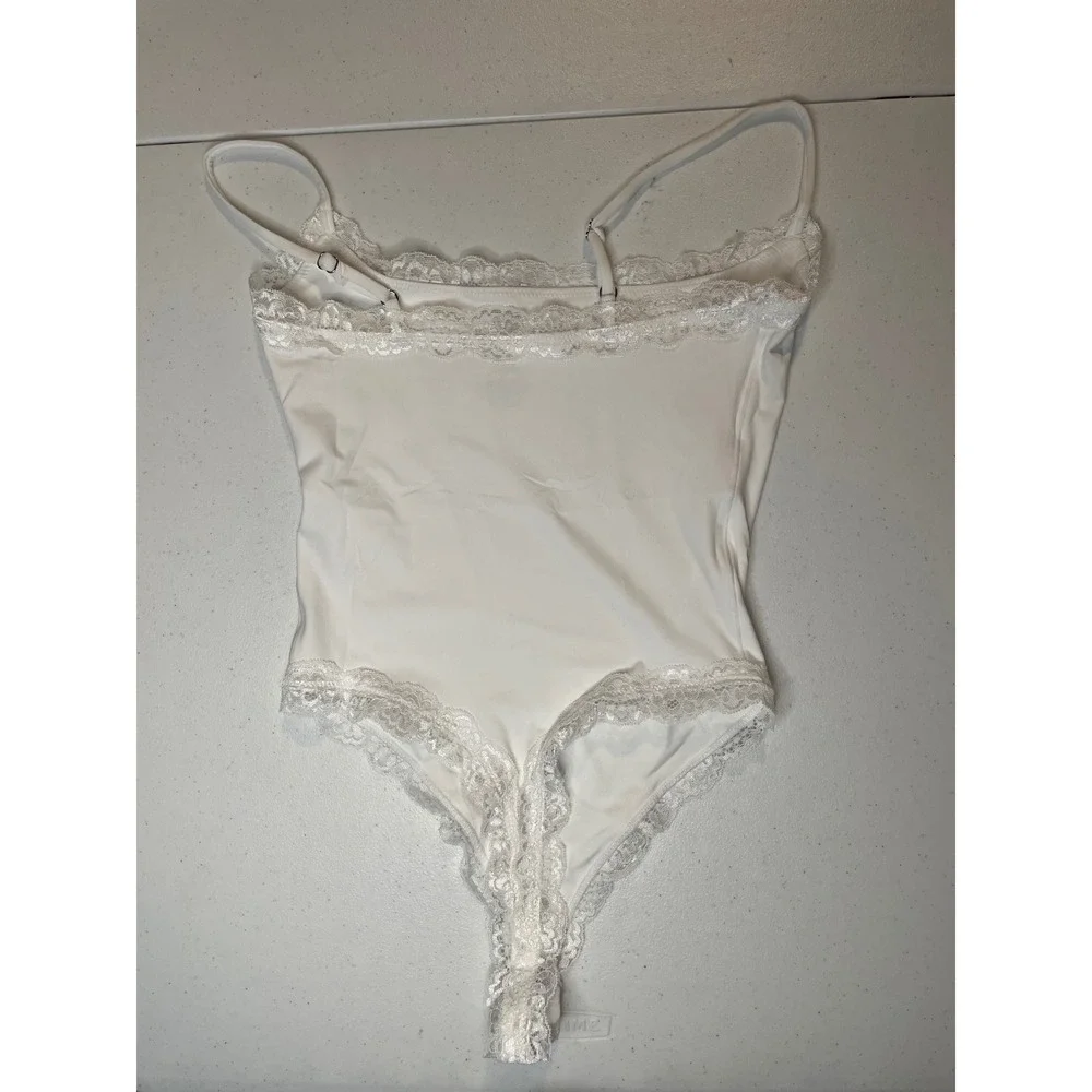 SUUKSESS Thong Bodysuit Backless Sleeveless Cami Body Suit Top (White, XS) - Picture 4 of 5